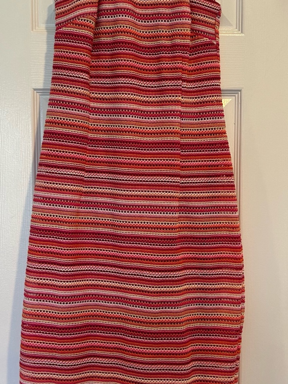 Striped Midi Dress in Red and Pink